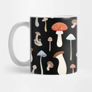 Dreamy Mushrooms Pattern in Black Mug